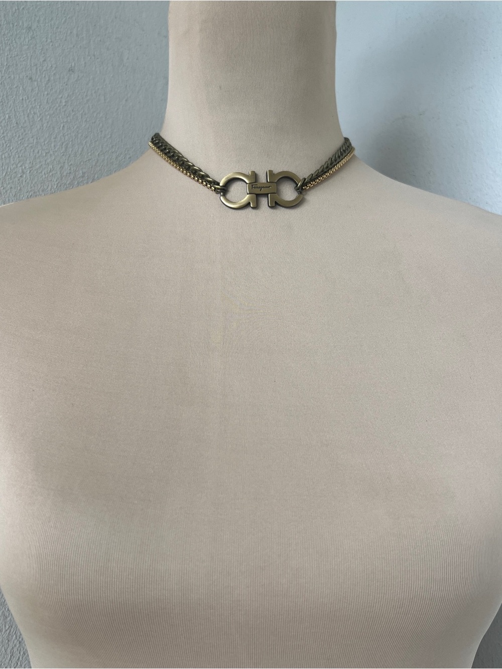 Salvatore Ferragamo Custom Necklace | Vintage Bronze Gancini Choker 15-17โ - Picture 4 of 7